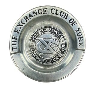 VTG Wilton Armetale Exchange Club of York Plate Unisex Silver Ashtray Tray 6"